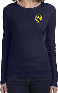 Ladies CCCP T-shirt Crest Pocket Print Long Sleeve - Yoga Clothing for You