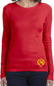 Ladies CCCP T-shirt Crest Bottom Print Long Sleeve - Yoga Clothing for You