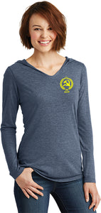 Ladies CCCP T-shirt Crest Pocket Print Tri Blend Hoodie - Yoga Clothing for You