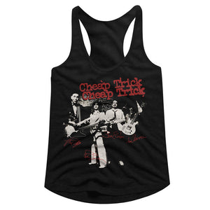 Cheap Trick Ladies Racerback Tanktop Band Autographs Black Tank - Yoga Clothing for You