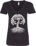 White Celtic Tree Ideal V-neck Yoga Tee Shirt - Yoga Clothing for You