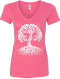 White Celtic Tree Ideal V-neck Yoga Tee Shirt - Yoga Clothing for You