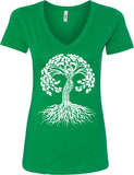 White Celtic Tree Ideal V-neck Yoga Tee Shirt - Yoga Clothing for You