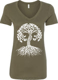 White Celtic Tree Ideal V-neck Yoga Tee Shirt - Yoga Clothing for You