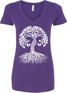 White Celtic Tree Ideal V-neck Yoga Tee Shirt - Yoga Clothing for You