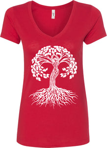 White Celtic Tree Ideal V-neck Yoga Tee Shirt - Yoga Clothing for You