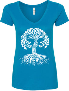 White Celtic Tree Ideal V-neck Yoga Tee Shirt - Yoga Clothing for You