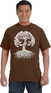 White Celtic Tree Pigment Dye Yoga Tee Shirt - Yoga Clothing for You