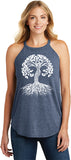 White Celtic Tree Triblend Yoga Rocker Tank Top - Yoga Clothing for You