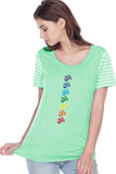 Chakra OMS Striped Multi-Contrast Yoga Tee Shirt - Yoga Clothing for You