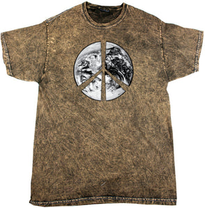 Peace T-shirt Earth Satellite Symbol Mineral Washed Tie Dye Tee - Yoga Clothing for You