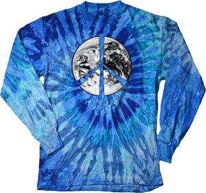 Peace T-shirt Earth Satellite Symbol Tie Dye Long Sleeve - Yoga Clothing for You