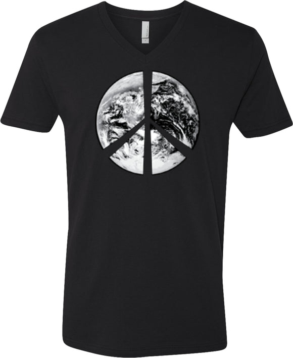 Peace T-shirt Earth Satellite Symbol V-Neck - Yoga Clothing for You