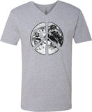 Peace T-shirt Earth Satellite Symbol V-Neck - Yoga Clothing for You