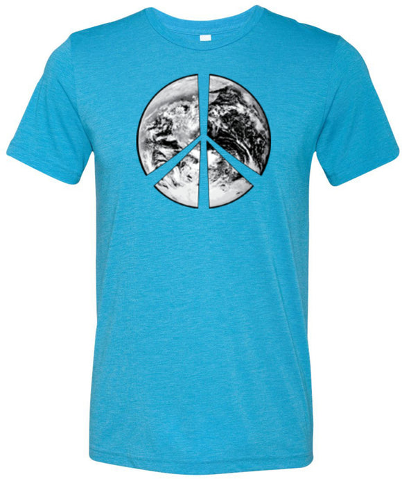 Peace T-shirt Earth Satellite Symbol Tri Blend Tee - Yoga Clothing for You