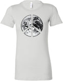 Ladies Peace T-shirt Earth Satellite Symbol Longer Length Tee - Yoga Clothing for You