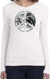 Ladies Peace T-shirt Earth Satellite Symbol Long Sleeve - Yoga Clothing for You