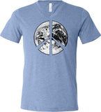 Peace T-shirt Earth Satellite Symbol Tri Blend V-Neck - Yoga Clothing for You