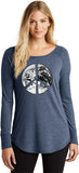 Ladies Peace T-shirt Earth Satellite Symbol TriBlend Long Sleeve - Yoga Clothing for You