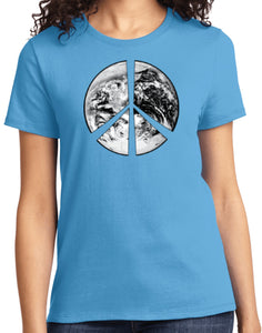 Ladies Peace T-shirt Earth Satellite Symbol Tee - Yoga Clothing for You