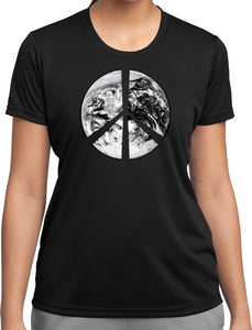 Ladies Peace T-shirt Earth Satellite Symbol Moisture Wicking Tee - Yoga Clothing for You