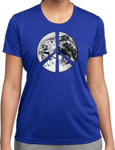 Ladies Peace T-shirt Earth Satellite Symbol Moisture Wicking Tee - Yoga Clothing for You