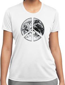 Ladies Peace T-shirt Earth Satellite Symbol Moisture Wicking Tee - Yoga Clothing for You