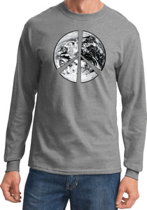 Peace T-shirt Earth Satellite Symbol Long Sleeve - Yoga Clothing for You