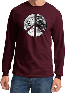 Peace T-shirt Earth Satellite Symbol Long Sleeve - Yoga Clothing for You