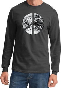 Peace T-shirt Earth Satellite Symbol Long Sleeve - Yoga Clothing for You