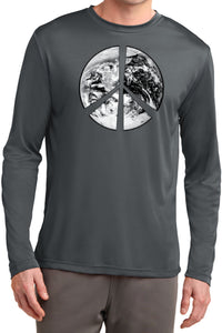 Peace T-shirt Earth Satellite Symbol Dry Wicking Long Sleeve - Yoga Clothing for You