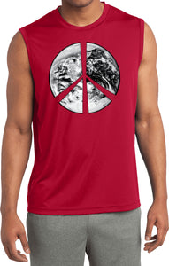 Peace T-shirt Earth Satellite Symbol Sleeveless Competitor Tee - Yoga Clothing for You