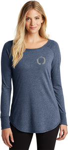 Enso Pocket Print Triblend Long Sleeve Tunic Yoga Shirt - Yoga Clothing for You