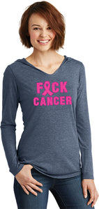 Ladies Breast Cancer T-shirt Fxck Cancer Tri Blend Hoodie - Yoga Clothing for You