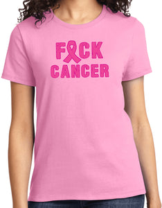 Ladies Breast Cancer T-shirt Fxck Cancer Tee - Yoga Clothing for You