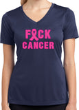 Ladies Breast Cancer T-shirt Fxck Cancer Moisture Wicking V-Neck - Yoga Clothing for You