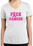 Ladies Breast Cancer T-shirt Fxck Cancer Moisture Wicking V-Neck - Yoga Clothing for You