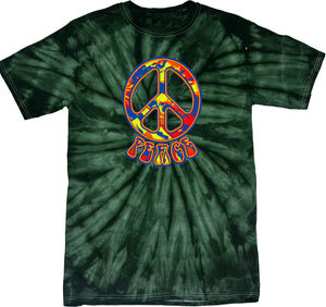 Peace T-shirt Funky 70's Peace Sign Spider Tie Dye Tee - Yoga Clothing for You