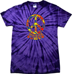 Peace T-shirt Funky 70's Peace Sign Spider Tie Dye Tee - Yoga Clothing for You