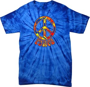 Peace T-shirt Funky 70's Peace Sign Spider Tie Dye Tee - Yoga Clothing for You