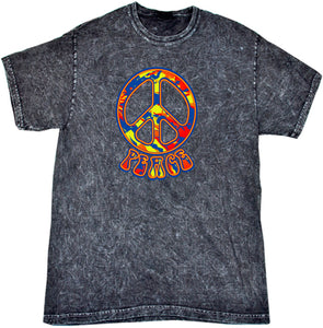 Peace T-shirt Funky Peace Sign Mineral Washed Tie Dye Tee - Yoga Clothing for You