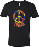 Peace T-shirt Funky 70's Peace V-Neck - Yoga Clothing for You