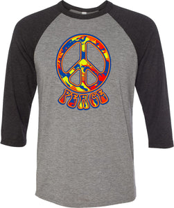 Funky Peace Sign Raglan Shirt - Yoga Clothing for You