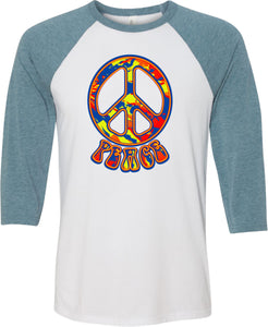 Funky Peace Sign Raglan Shirt - Yoga Clothing for You