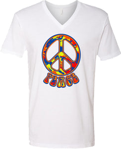 Peace T-shirt Funky 70's Peace V-Neck - Yoga Clothing for You