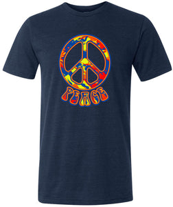 Peace T-shirt Funky 70's Peace Tri Blend Tee - Yoga Clothing for You