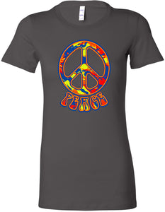 Ladies Peace T-shirt Funky 70's Peace Sign Longer Length Tee - Yoga Clothing for You