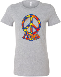 Ladies Peace T-shirt Funky 70's Peace Sign Longer Length Tee - Yoga Clothing for You