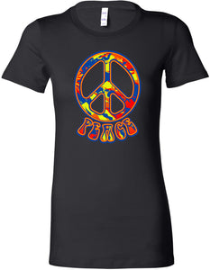 Ladies Peace T-shirt Funky 70's Peace Sign Longer Length Tee - Yoga Clothing for You