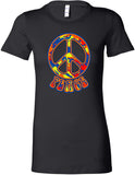 Ladies Peace T-shirt Funky 70's Peace Sign Longer Length Tee - Yoga Clothing for You